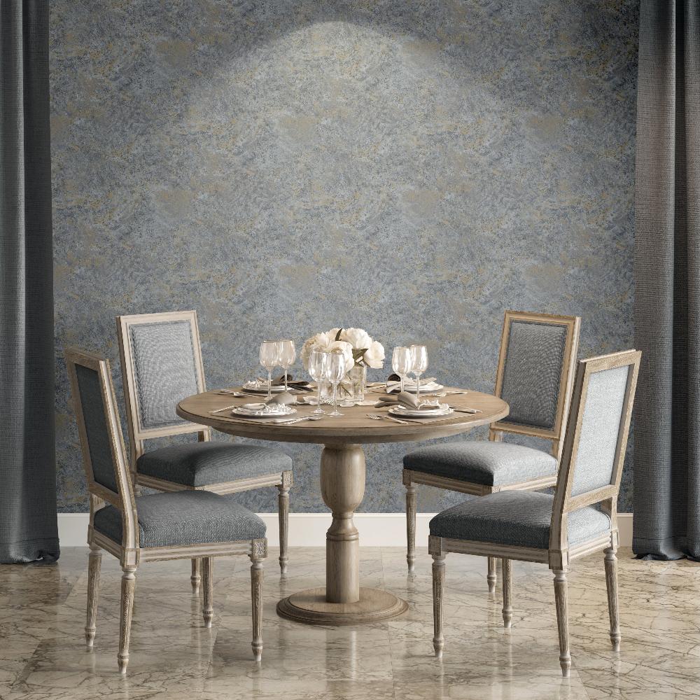 Lustre Stucco Wallpaper - Anthracite Grey room view