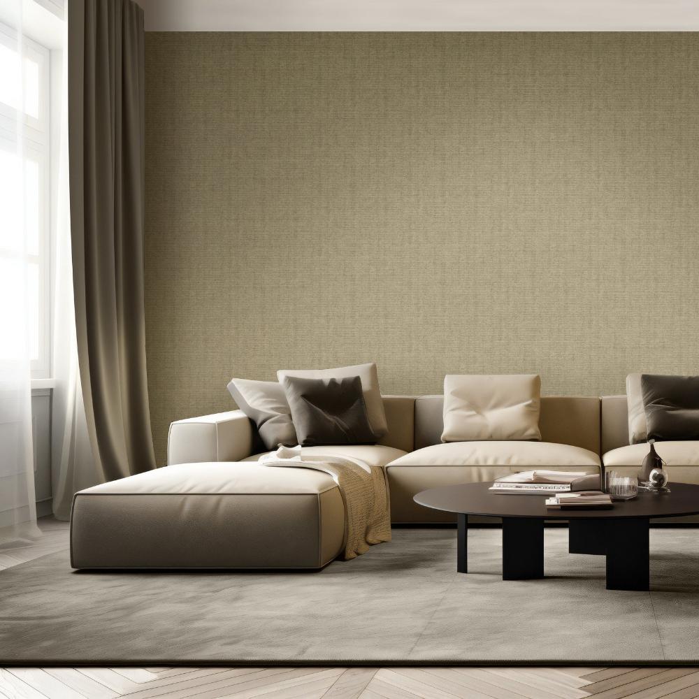 Lustre Linen Wallpaper - Gold room view
