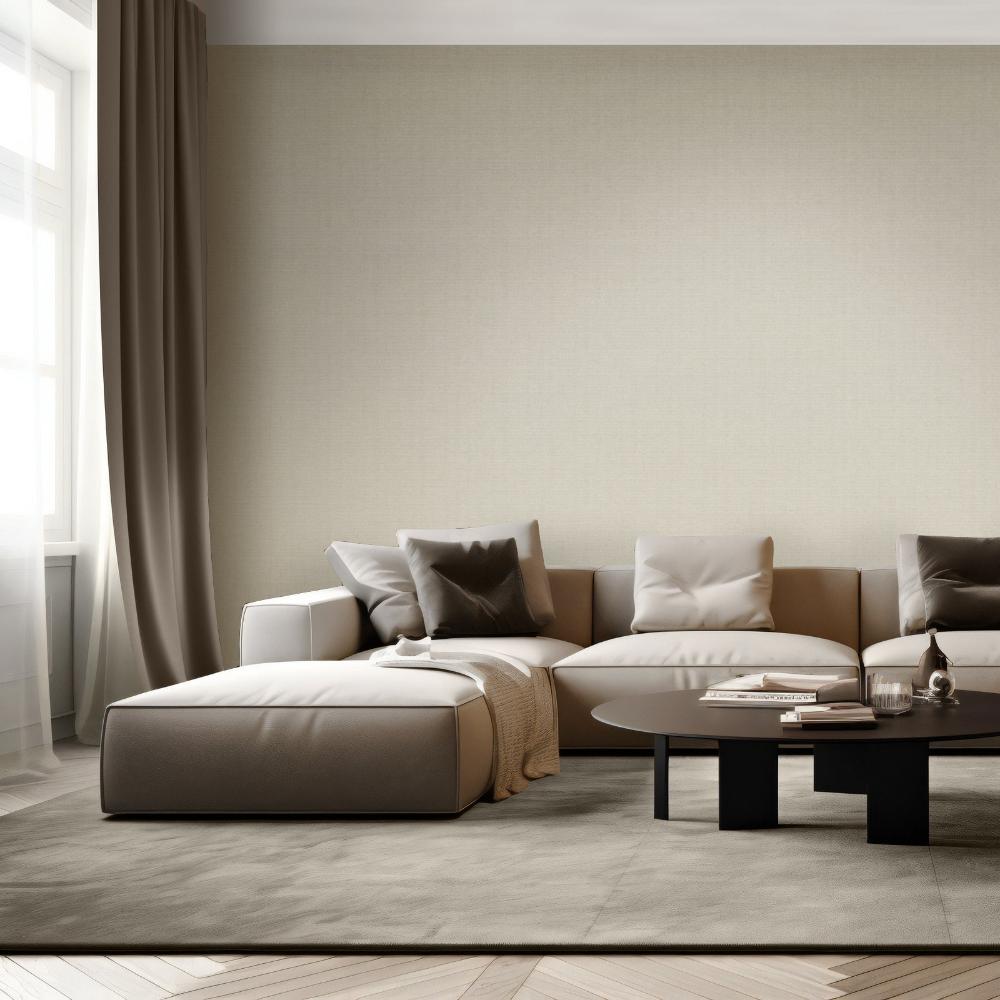 Lustre Linen Wallpaper - Natural room view