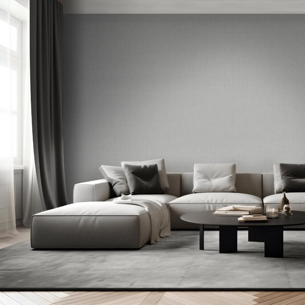 Lustre Linen Wallpaper - Light Grey room view