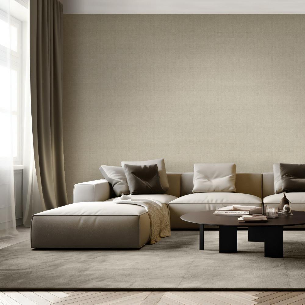 Lustre Linen Wallpaper - Sand room view