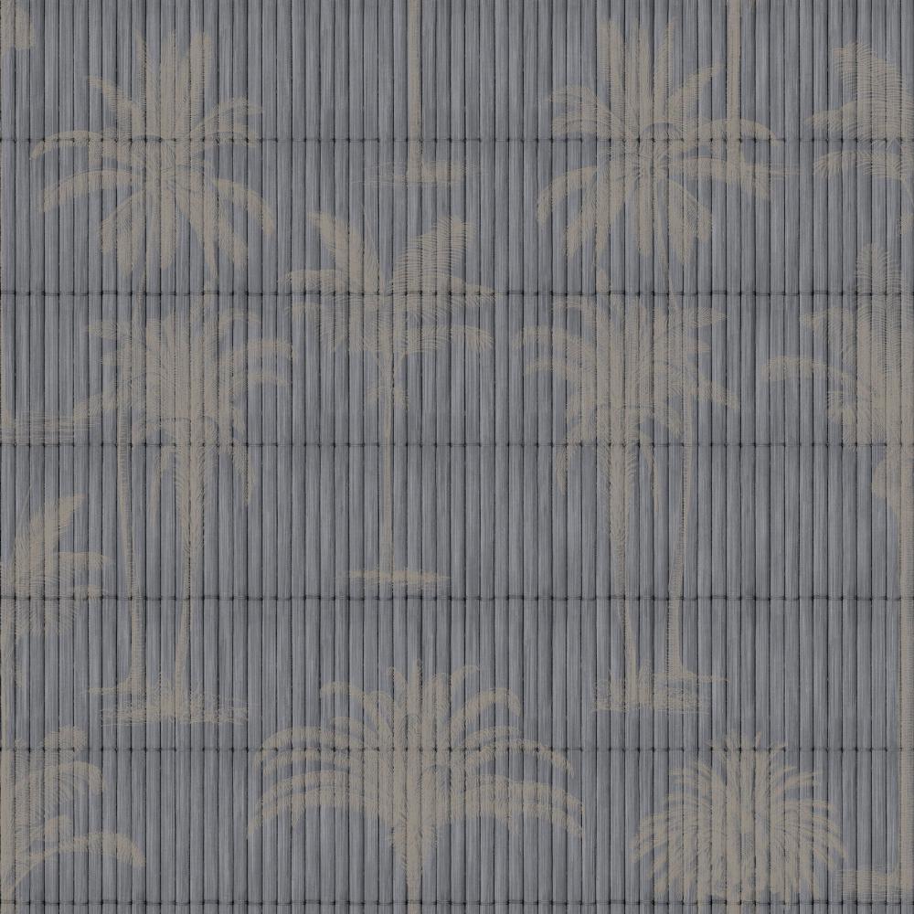 Vintage Palm Grove Wallpaper - Dark Grey pattern
