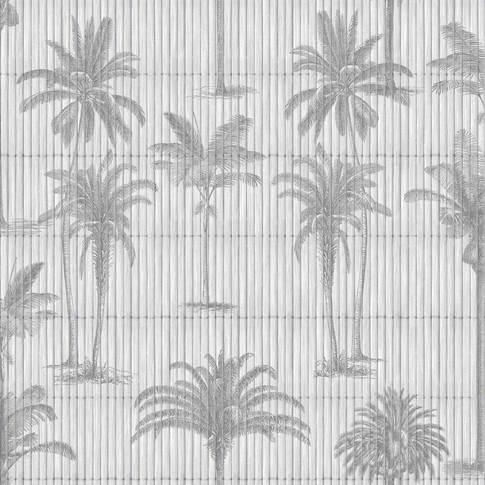 Vintage Palm Grove Wallpaper - Light Grey pattern