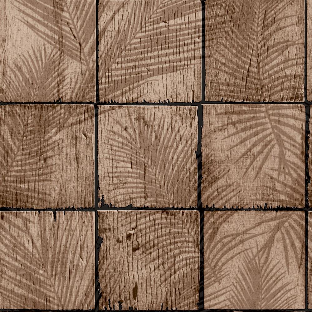 Rustic Palm Shadow Tile Wallpaper - Taupe pattern