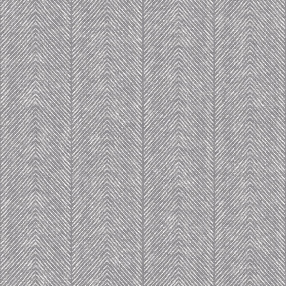 Nomad Herringbone Stripe Wallpaper - Dark Grey pattern