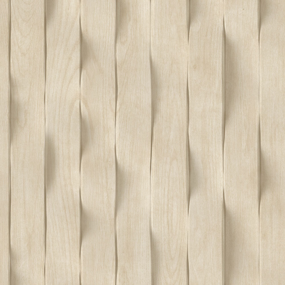 Wavy Wood Slats Wallpaper - Natural Wood pattern