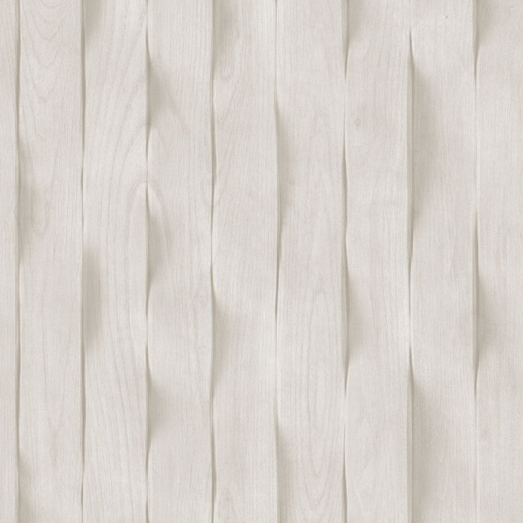 Wavy Wood Slats Wallpaper - Light Grey pattern