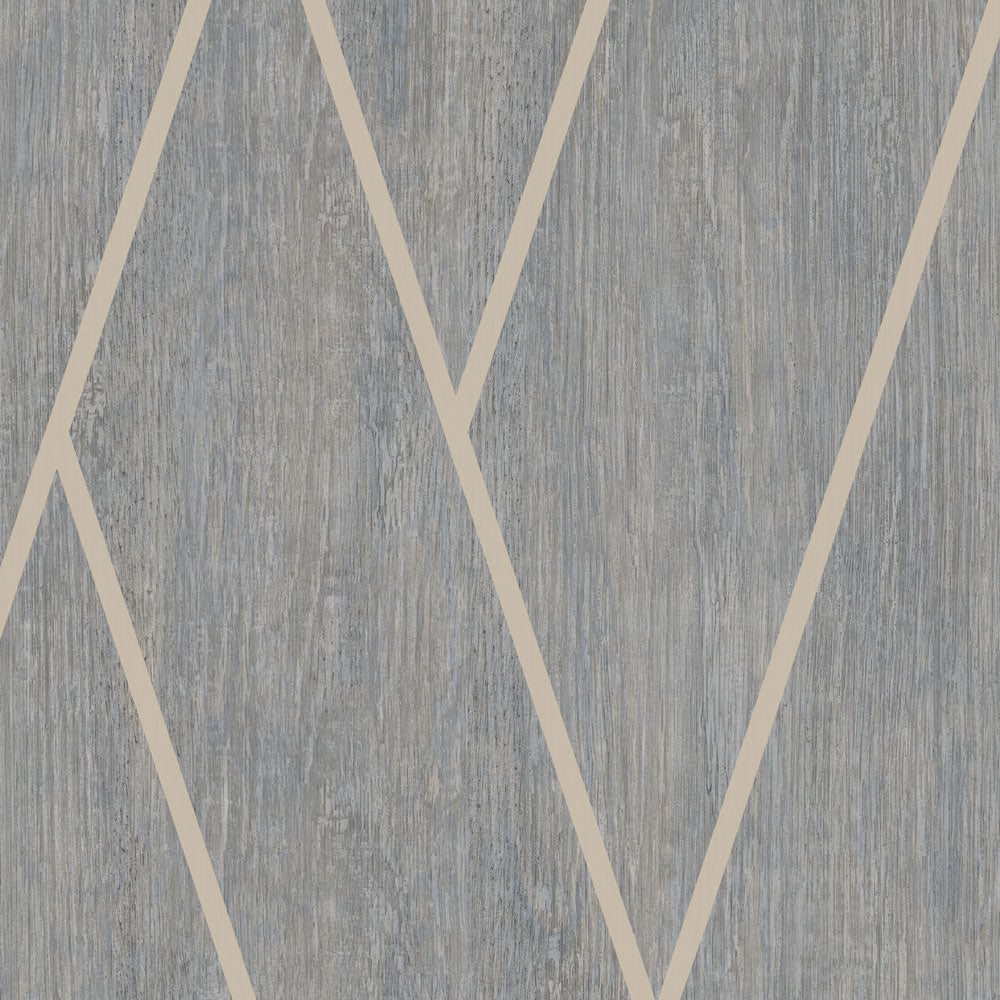 Chevron Woodgrain Wallpaper - Blue Grey pattern