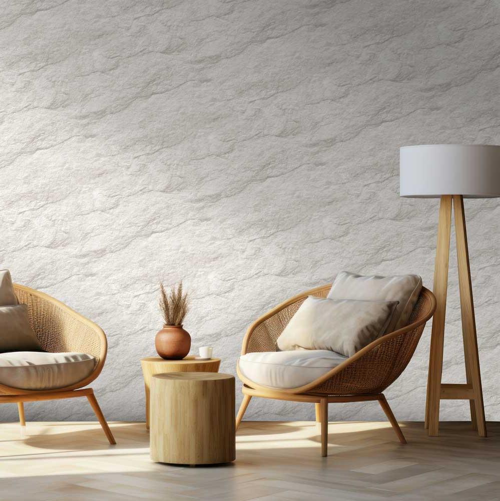 Stone Serenity Wallpaper - Grey Chalk room view