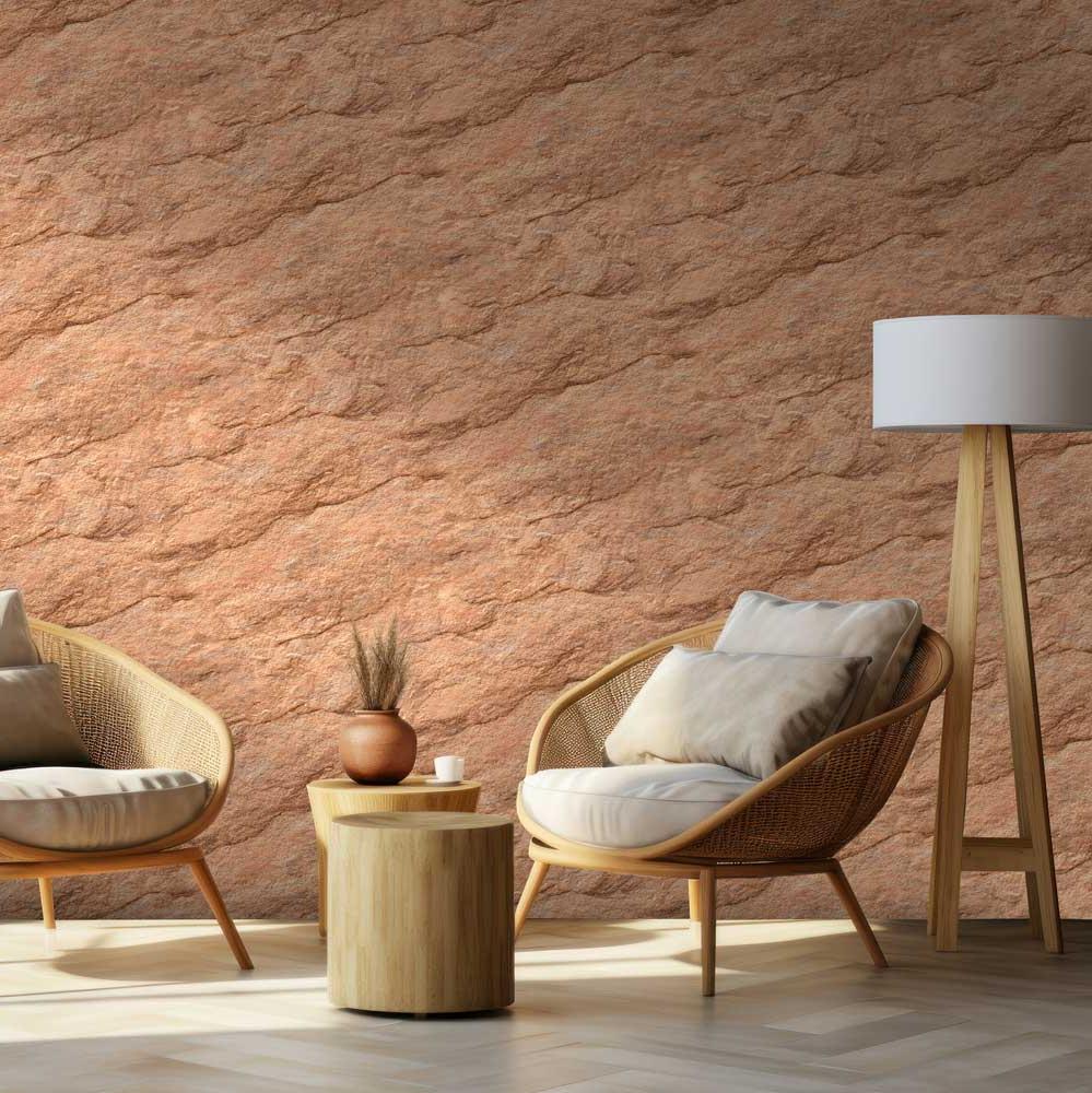 Stone Serenity Wallpaper - Terracotta room view
