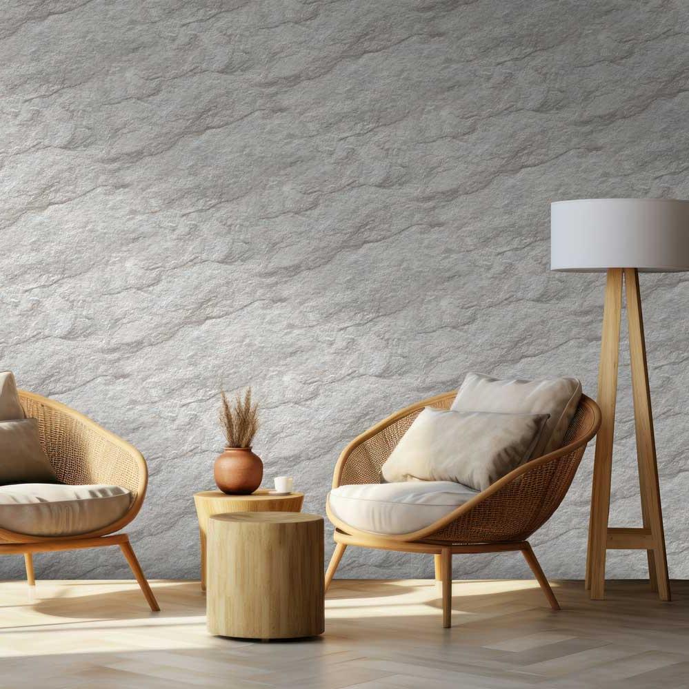 Stone Serenity Wallpaper - Grey room view