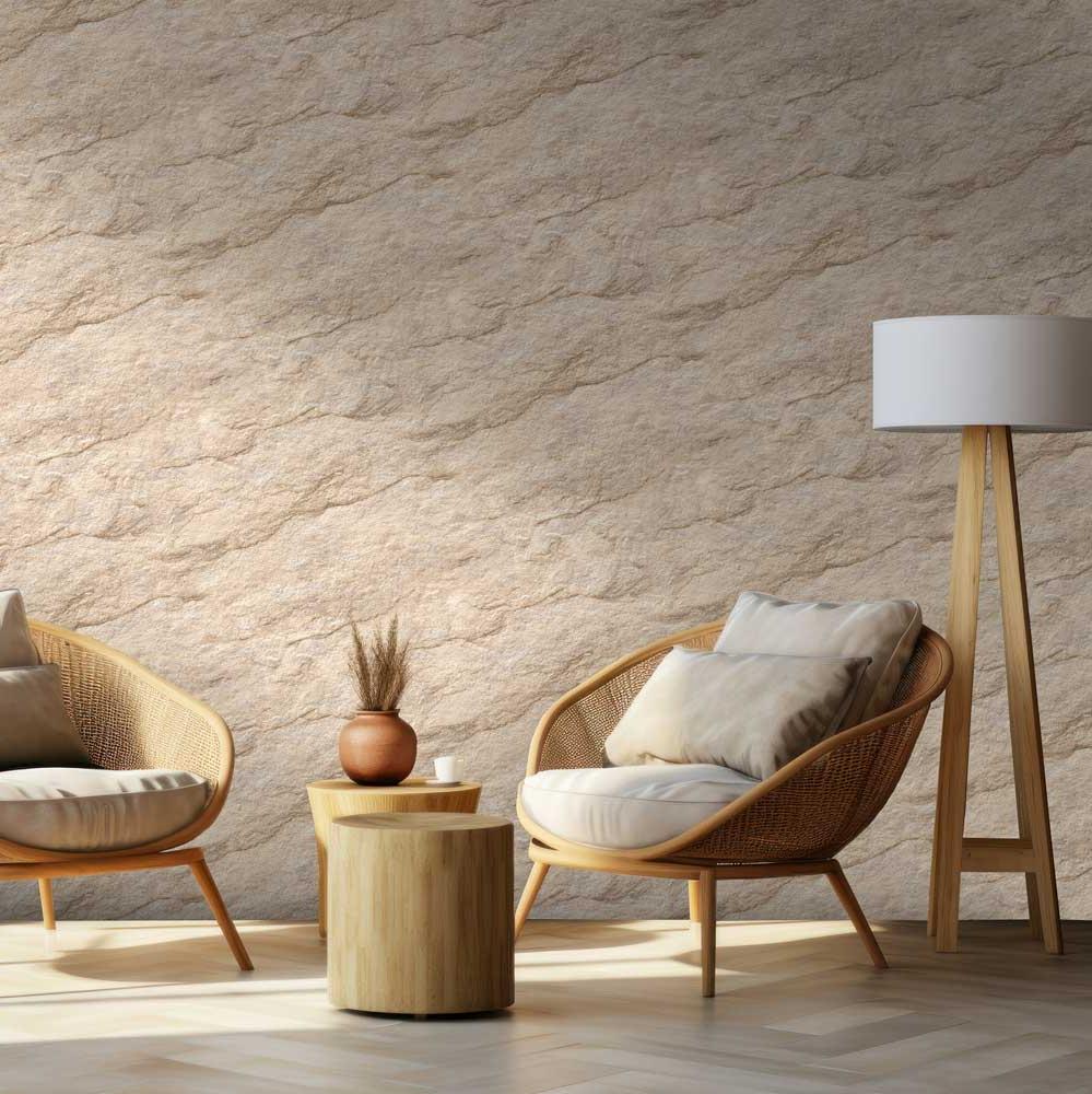 Stone Serenity Wallpaper - Beige room view