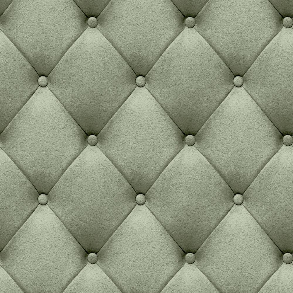 Faux Plush Quilted Diamond Upholstery Wallpaper - Green pattern