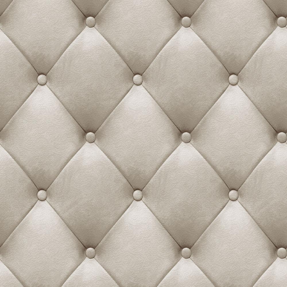 Faux Plush Quilted Diamond Upholstery Wallpaper - Beige pattern