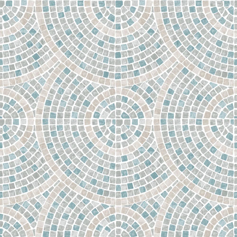 Mosaic Mirage Wallpaper - Blue and Beige pattern