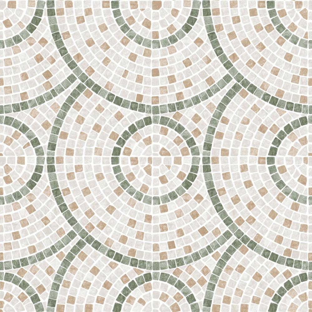 Mosaic Mirage Wallpaper - Green and Neutrals pattern