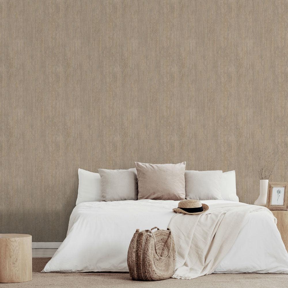 Soft Grain Wood Texture Wallpaper - Brown room view