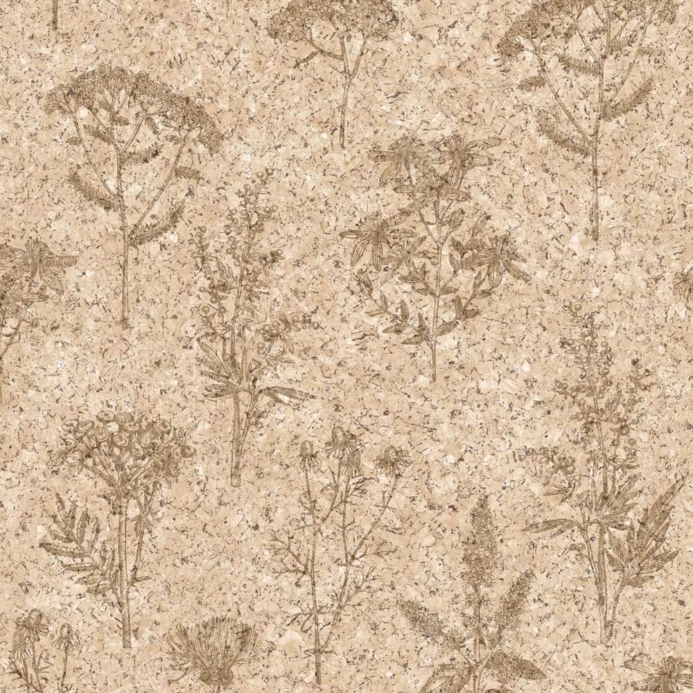 Herbarium Hues Herbs & Grasses Wallpaper - Natural Light pattern