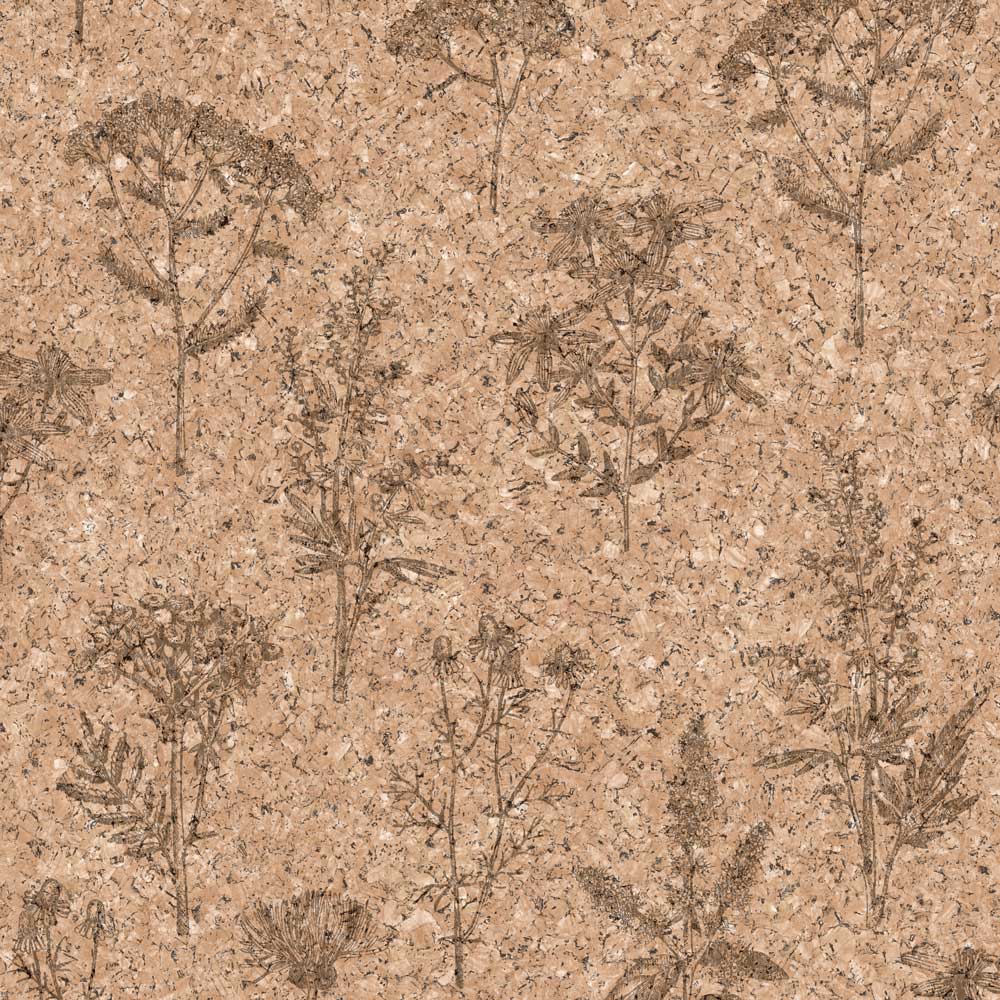 Herbarium Hues Herbs & Grasses Wallpaper - Natural Brown pattern