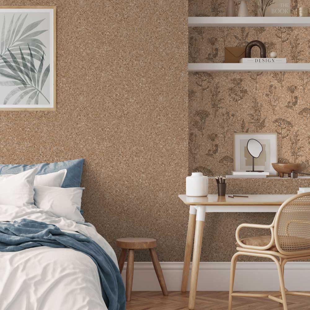 Herbarium Hues Herbs & Grasses Wallpaper - Natural Brown room view