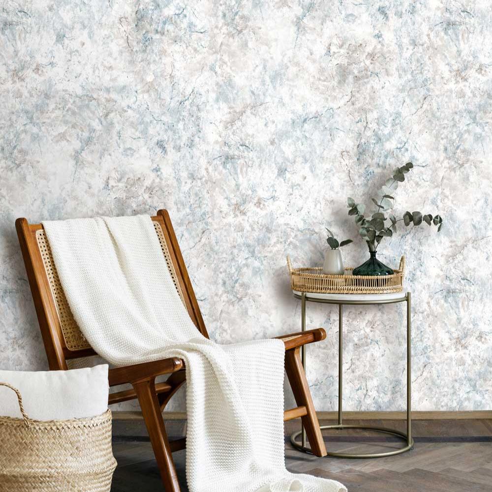 Luxurious Marble Wallpaper - Blue Grey room view