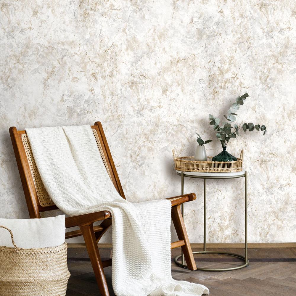 Luxurious Marble Wallpaper - Light Beige room view