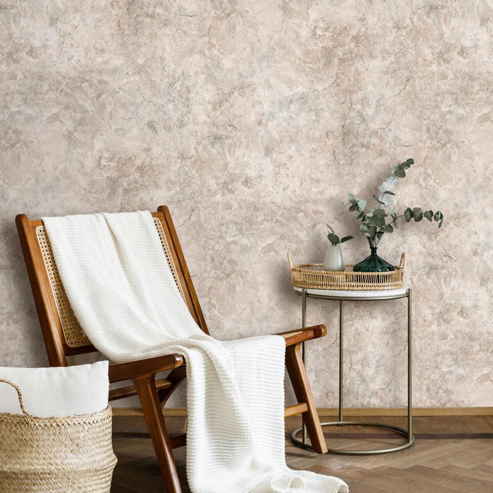 Luxurious Marble Wallpaper - Taupe room view