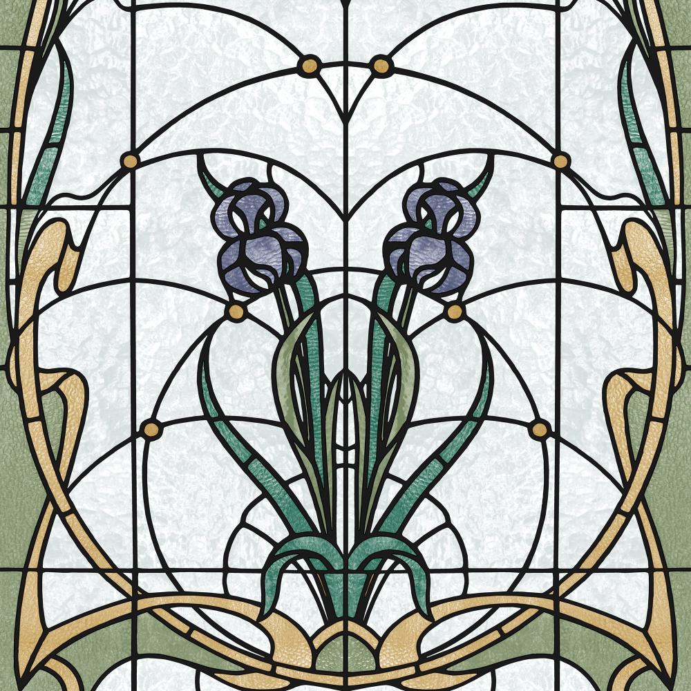 Floral Stained Glass Wallpaper - Purple pattern