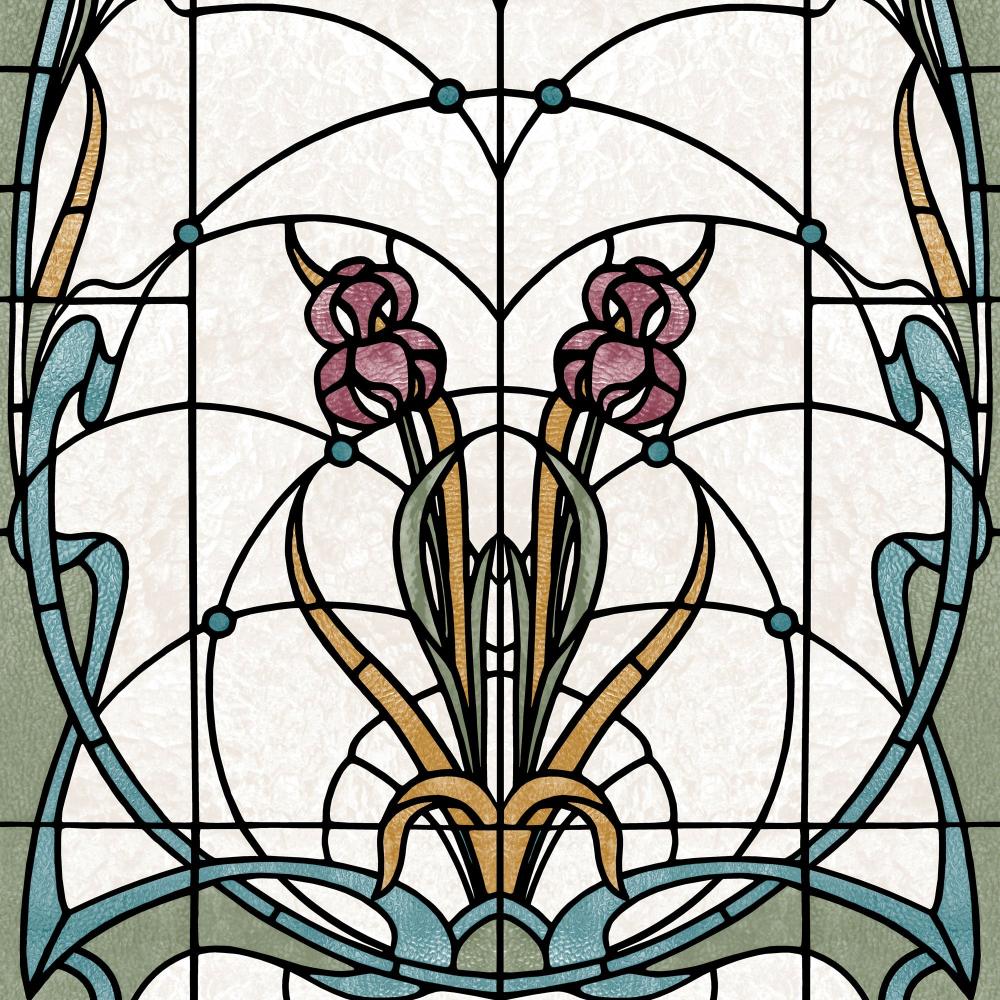 Floral Stained Glass Wallpaper - Red pattern