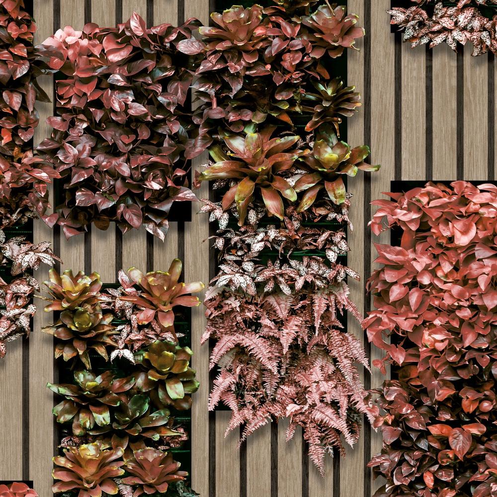 Vertical Garden Wallpaper - Red and Green pattern