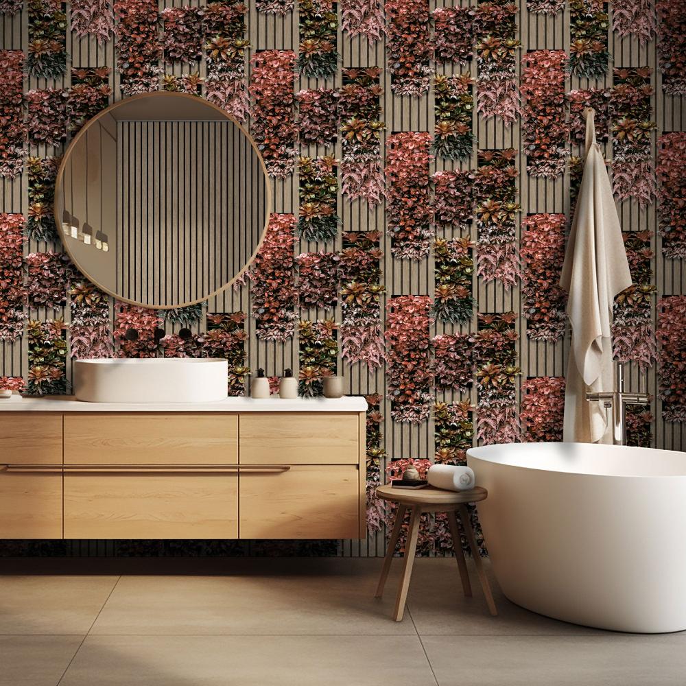Vertical Garden Wallpaper - Red and Green room view