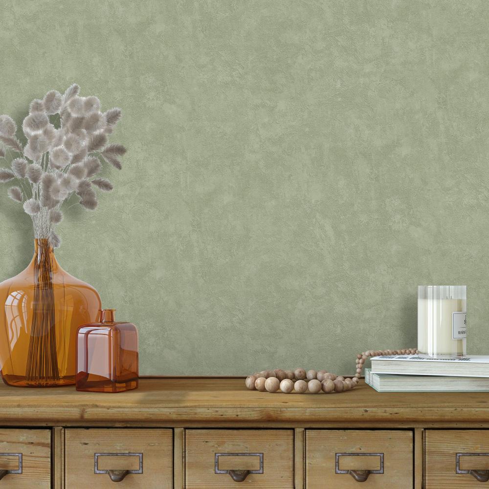 Faux Concrete Plaster Texture Wallpaper - Khaki room view