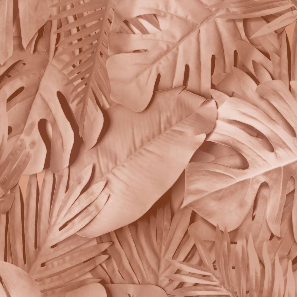 Large Photoreal Tropical Leaves Wallpaper - Terracotta pattern