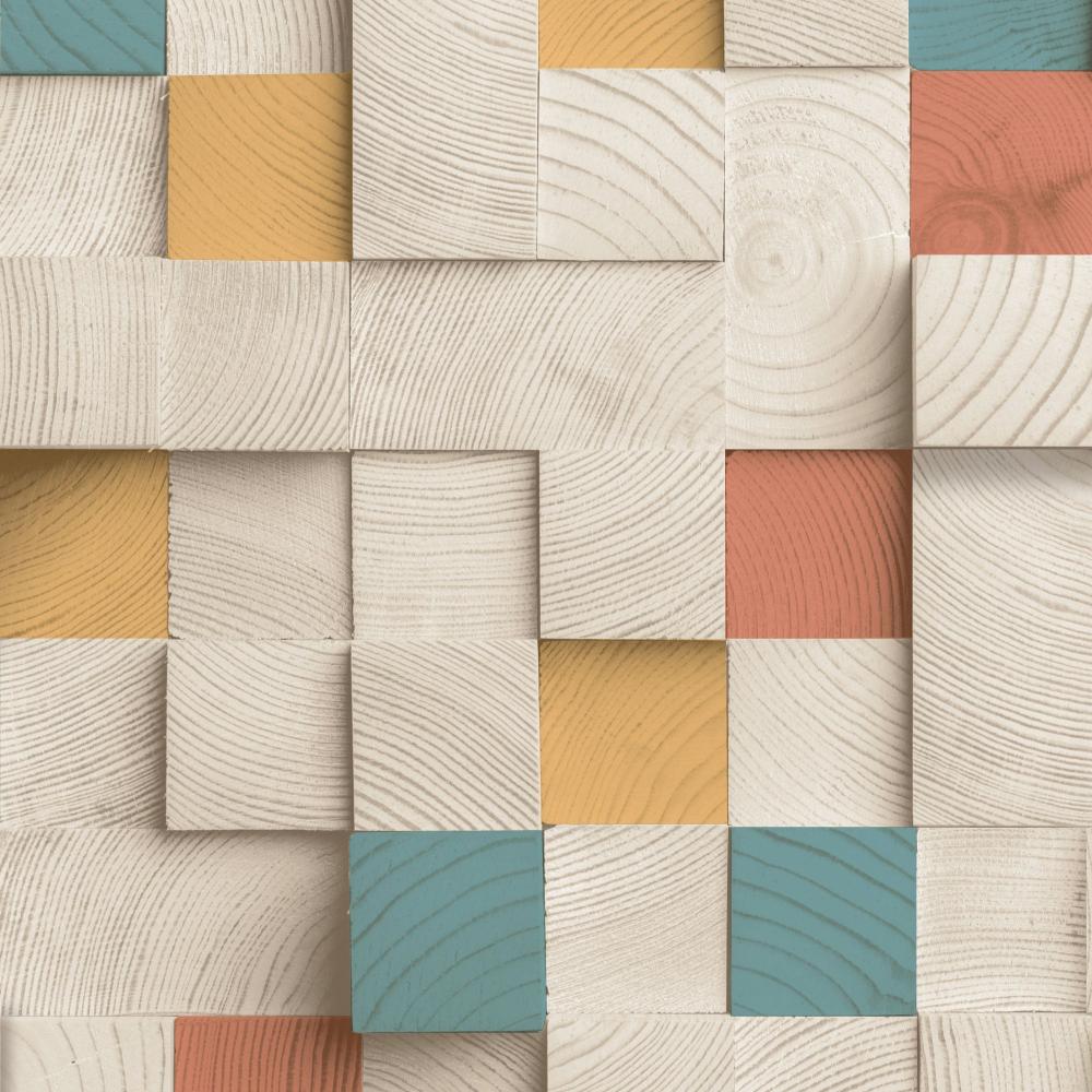 Wood Blocks Wallpaper - Multicolor pattern