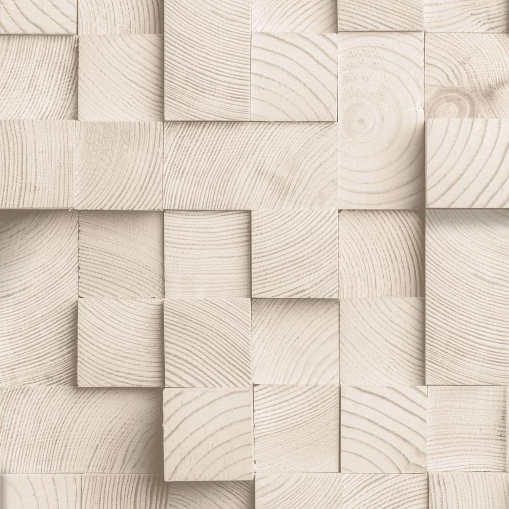 Wood Blocks Wallpaper - Beige pattern