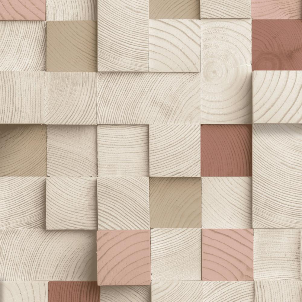 Wood Blocks Wallpaper - Red pattern