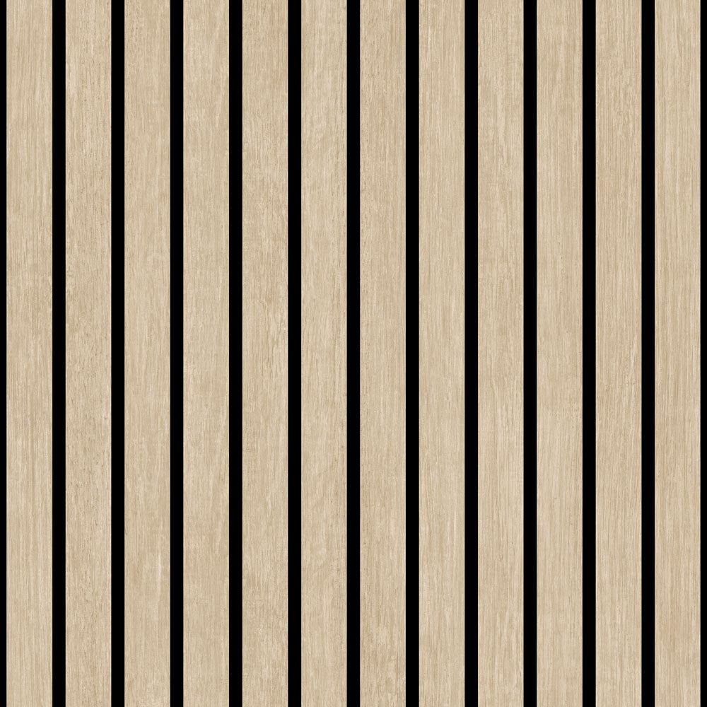 Modern Wood Slat Wallpaper - Beige pattern