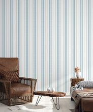 Load image into Gallery viewer, Coquille Wallpaper • Stripe and Scallop Wallpaper • Powder Blue • Insitu