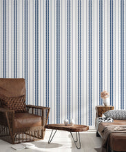 Load image into Gallery viewer, Coquille Wallpaper • Stripe and Scallop Wallpaper • Royal Blue • Insitu