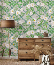 Load image into Gallery viewer, Treilage Wallpaper • Floral Wallpaper • Beige • Insitu