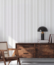 Load image into Gallery viewer, La Grand Coquille • Stripe and Scallop Wallpaper • Beige • Insitu
