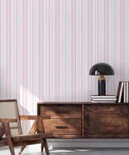 Load image into Gallery viewer, La Grand Coquille • Stripe and Scallop Wallpaper • Blush • Insitu