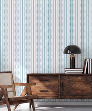 Load image into Gallery viewer, La Grand Coquille • Stripe and Scallop Wallpaper • Powder Blue • Insitu