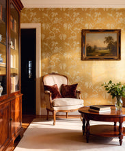 Load image into Gallery viewer, Wisteria Vine Metallic Wallpaper - Colourway: Gold - Insitu