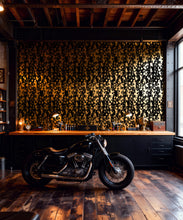 Load image into Gallery viewer, Floss Delight Metallic Wallpaper - Colourway: Black (Gold) - Insitu
