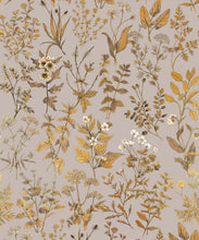 Load image into Gallery viewer, Herbarium Antique Metallic Wallpaper - Colourway: Stone Gray (Gold) - Swatch