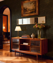 Load image into Gallery viewer, Geometric Illusions Metallic Wallpaper - Colourway: Gold - Insitu