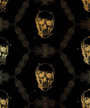 Load image into Gallery viewer, Skull &amp; Bee Metallic Wallpaper - Colourway: Black (Gold) - Swatch