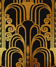 Load image into Gallery viewer, La Fontaine Metallic Wallpaper - Colourway: Noir (Gold) - Swatch