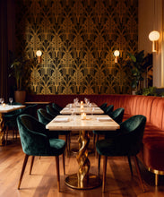 Load image into Gallery viewer, La Fontaine Metallic Wallpaper - Colourway: Noir (Gold) - Insitu